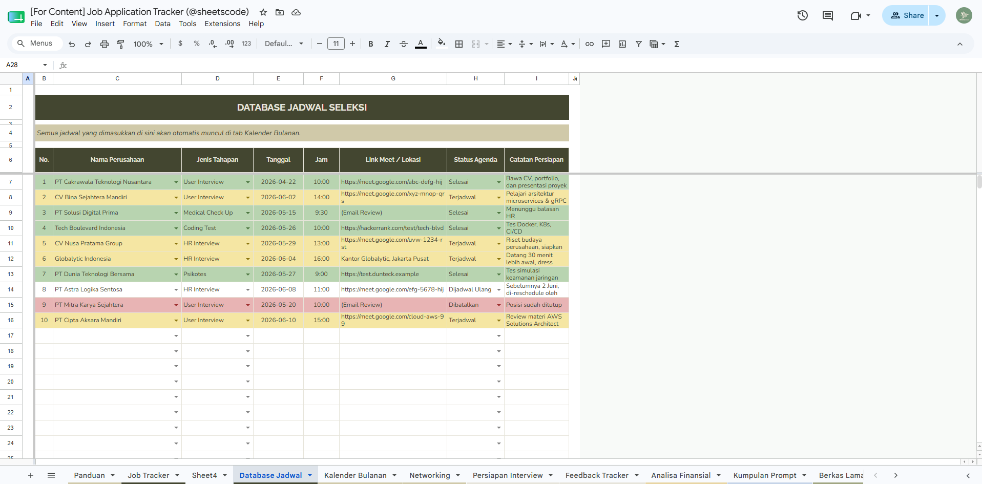 Database Jadwal