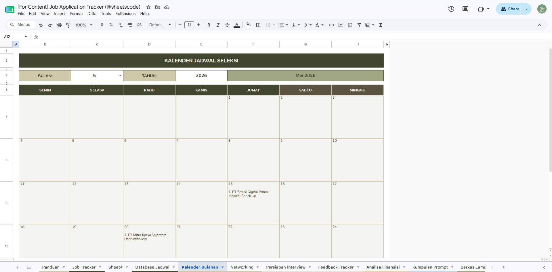 Kalender Bulanan