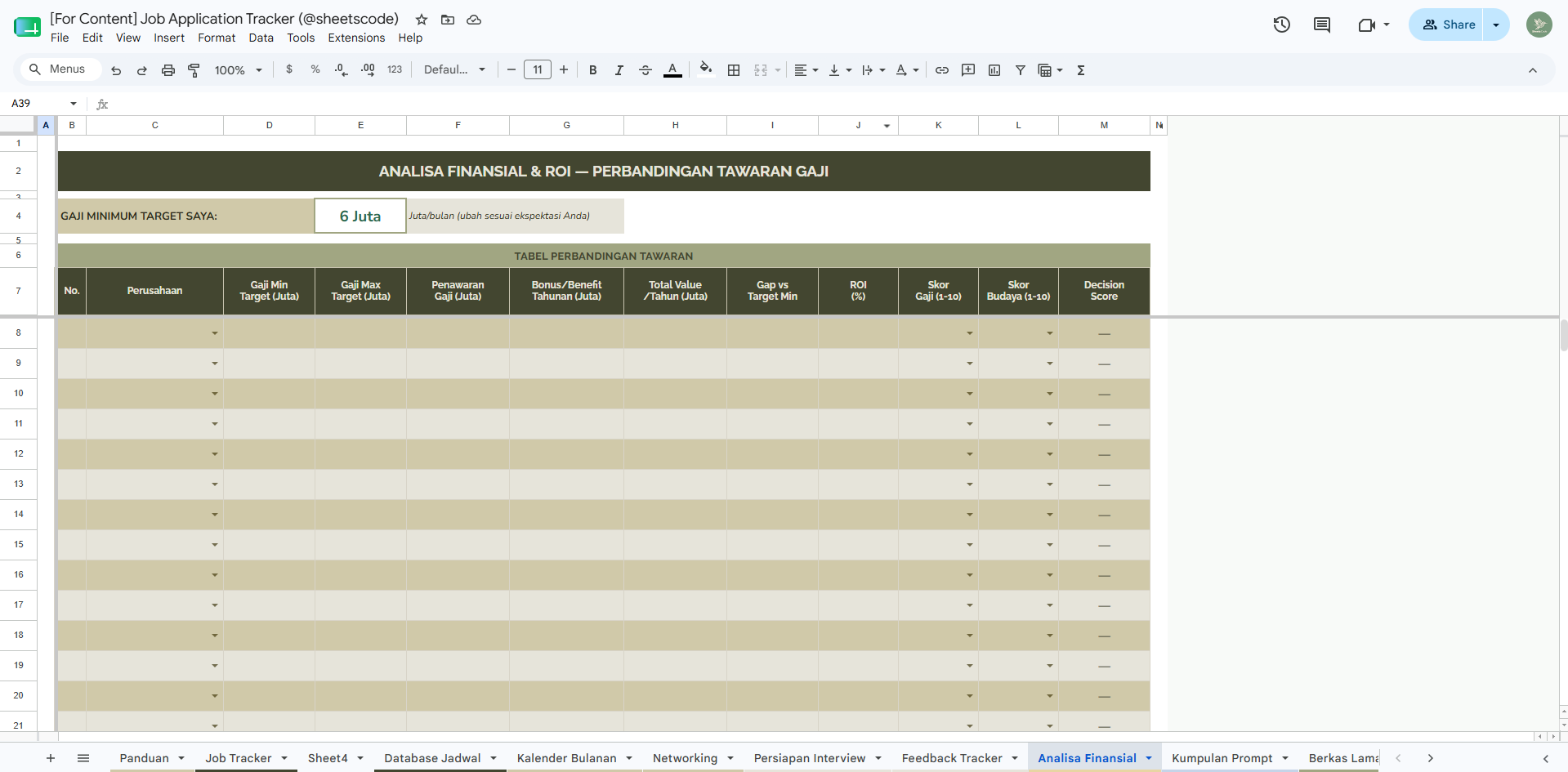 Analisa Finansial